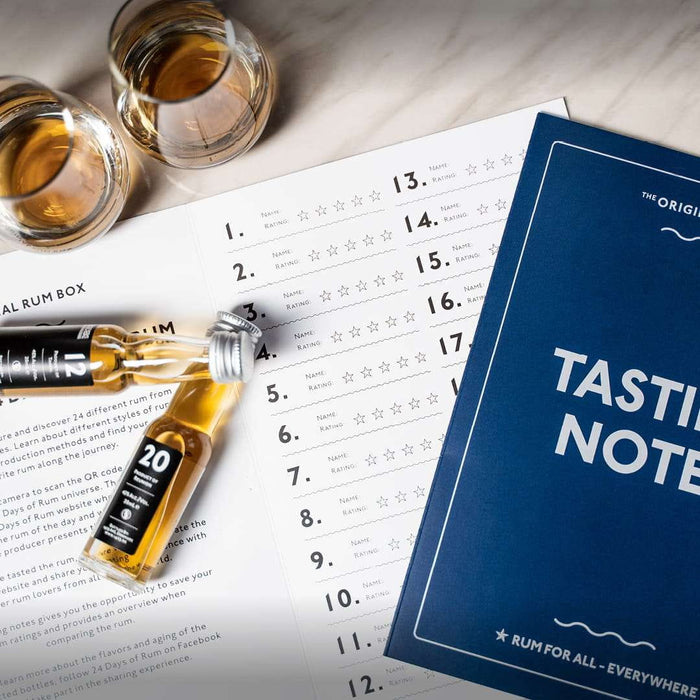 In de rum adventskalender kun je tasting notes maken en de whisky's raten.