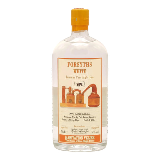 Forsyths White Jamaican Pure Single Rum is een lichte, transparante rum met aroma's van rijp fruit en geroosterde tonen.