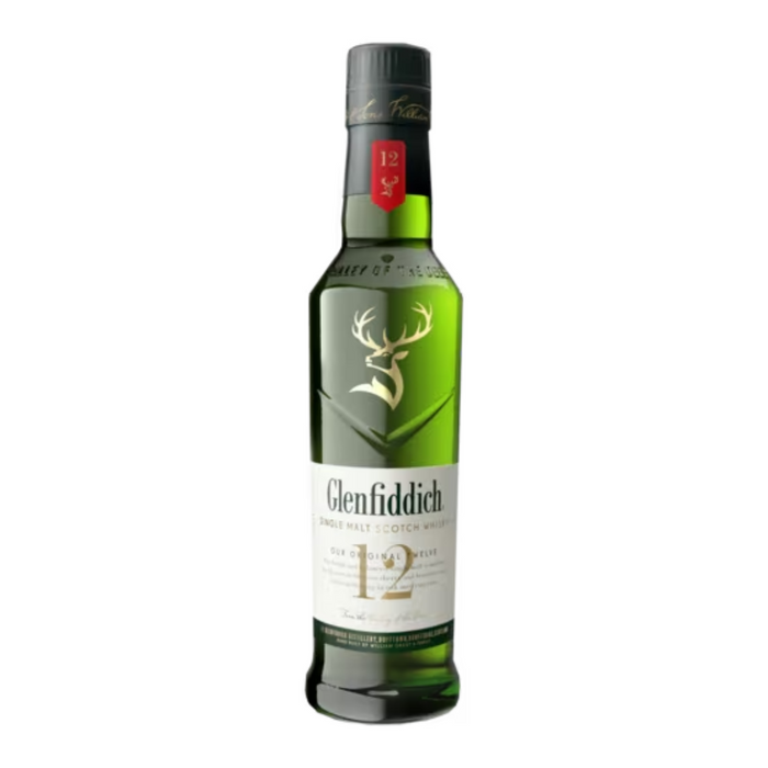 Whisky Glenfiddich 12Y 35CL wordt 12 jaar gerijpt op bourbon en ex-sherry vaten. 