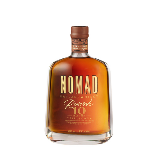 Whisky Nomad Reserve 10Y is een Spaanse whisky en bevat rijke tonen van vanille en karamel, met subtiele hints van gedroogde vruchten.